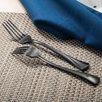Alata Alice Black Mirror 40-Piece Silverware Set Stainless Steel Flatware Set,Service for 8,Mirror Polished Cutlery Set,Dishwasher Safe
