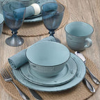 Pfaltzgraff Trellis Coastal 16-Piece Dinnerware Set, teal