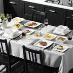 MALACASA Plates and Bowls Sets, Square Dinnerware Sets for 6 (30pcs), Series Blance