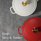 CAROTE 5QT Enameled Cast Iron Dutch Oven Pot with Lid, Heavy-Duty Dutch Oven for Sourdough Bread Baking, Braising, Stews, Roasting, Healthy & Non-Toxic, Dual Handles, All Stovetop Compatible, Oven Safe up to 500° F, Red