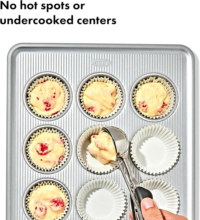 OXO Good Grips Non-Stick Pro Clear Coated Metal Bakeware 12 Cup Muffin Pan, Muffin Pan