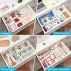 Vtopmart 16 Pack Drawer Dividers for Clothes, 4" High 11.3"-17" Adjustable Expandable Dresser Drawer Organizer, Plastic Drawers Separator for Dresser, Baby Clothes, Underwear, Kitchen & Office Storage