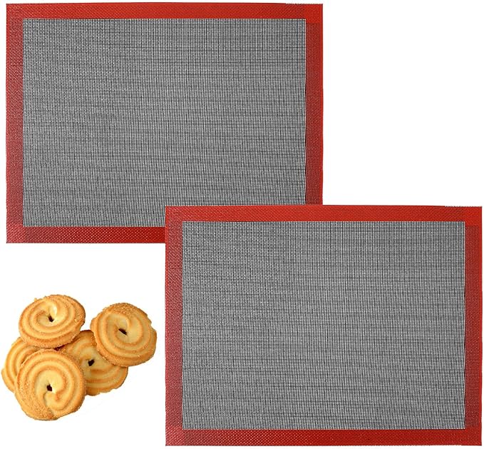 2 Pcs Perforated Silicone Baking Mats 15.7"*11.7" Silicone Baking Sheet Reusable Cooking Mat Breathable Mesh Cookie Mat for Cookies, Bread and Pastry, Bakings Supplies for Oven