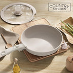 Country Kitchen Cookware Set with Removable Handle, Oven & RV Safe Pots and Pans Set, Cream Rhombus, Original