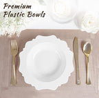 COLOSUS Plastic Multi-color Bowls (30 Pack) 12 Oz Disposable for Party Dessert/Salad Bowl, Fancy Shatterproof Dinnerware for Catering, Holidays, Children Party, and Everyday Use