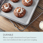 Chicago Metallic Commercial II Non-Stick Small Cookie/Baking Sheet. Perfect for making jelly rolls, cookies, pastries, one-pan meals, and more,12.25 by 8.75, Gray