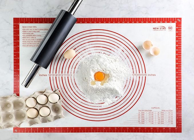 New Star 1029024 Non-Slip Silicone Pastry Mat, Extra Large with Measurements, 20x28'', NSF International Certified