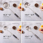 18/10 Stainless Steel Kitchen Utensils Set with Wooden Handle, 8Pcs 15” Long Cooking Utensil Set & Kitchen Gadgets Cookware Set, Serving Utensils-Spatula, Turner, Pasta, Serving Spoon, Skimmer, Ladle