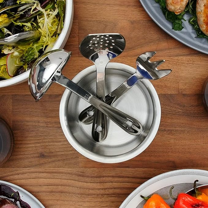 All-Clad Specialty Stainless Steel Kitchen Gadgets 5 Piece Tool Set with Caddy Kitchen Tools, Kitchen Hacks Silver