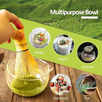 Matcha Bowl and Whisk Holder Set, Glass Matcha Bowl with Spout, Ceremonial Mixing Chawan, Clear Traditional Japanese Matcha Kit for Tea/Matcha Powder/Soup - Hammer Pattern