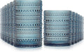 Vintage Hobnail Drinking Glasses Set of 12-14 oz Old Fashioned Glass Cups & 11 oz Cocktail Glasses, Aesthetic Kitchen Bar Tumbler Glassware Gifts Sets, Blue (12Pcs Blue XL)