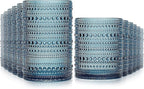Vintage Hobnail Drinking Glasses Set of 12-14 oz Old Fashioned Glass Cups & 11 oz Cocktail Glasses, Aesthetic Kitchen Bar Tumbler Glassware Gifts Sets, Blue (12Pcs Blue XL)