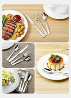 45-Piece Flatware Sets, Silverware Set for 8, Durable Stainless Steel Tableware in Ergonomic Design Size and Weight, Kitchen Utensils Set with Steak Knives, Rust-proof, Dishwasher Safe