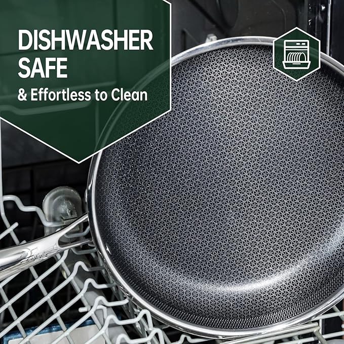 10-Inch Nonstick Frying Pan, PFOA-Free Hybrid Skillet with Stay-Cool Handle & Oven Safe Dishwasher Safe, Compatible with All Stovetops Including Induction for Eggs, Pancakes, Steak