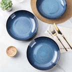 LERATIO Pasta Bowls,Ceramic 38oz Pasta Bowls,9.0" Reactive Glaze Pasta Bowl Set of 4,Microwave & Dishwasher,Oven Safe,Large Wide Serving Bowls for Salad, Dessert,Pizza,Fruit -Blue