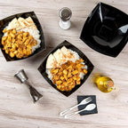 Restaurantware Moderna 64 Ounce Fancy Plastic Bowls 10 Square Disposable Salad Bowls - Durable Heavy-duty Black Plastic Bowls For Warm And Cold Foods