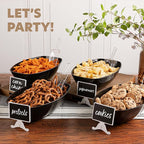 PLASTICPRO Disposable Oval Serving Bowls, Party Snack or Salad Bowl, 72-Ounce, Plastic (4, Black)