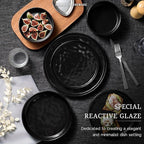 HaWare Dinnerware Sets, 12-Piece Plates and Bowls Set, Stoneware Dish Set for 4, Ceramic Dinnerware for Home Restaurant, Chip and Scratch Resistant, Microwave and Dishwasher Safe, Matte Black