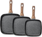 NEWBULIG Nonstick Frying Pan Skillets Set, with Detachable Stay-Cool Handle, Non toxic Induction Cookware, Free of Intentionally Added PFOA, Dishwasher ＆ Oven Safe, (9.5", 10.2", 11") Black