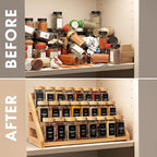 3 Tier Bamboo Spice Rack Organizer for Cabinet – Fits 24 Spice Jars, 17.5” Wide Countertop & Cabinet Organizer for Kitchen Organization, Seasoning Organizer Shelf (Jars Not Included)