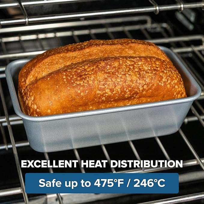 Viking Premium 9-Inch Nonstick Ceramic Bread Loaf Pan, Made without PFAS, Heavy Gauge Aluminized Steel Baking Pan for Bread and Cake, Reinforced Iron Frame, Even Heating, Oven Safe to 475F, Silver