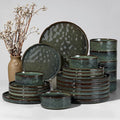 HaWare Dinnerware Sets, 24-Piece Plates and Bowls Set, Stoneware Dish Set for 8, Ceramic Dinnerware for Home Restaurant, Chip and Scratch Resistant, Microwave and Dishwasher Safe, Reactive Moss Green