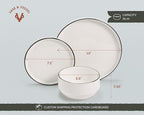Vase and Vessel Ceramic Dinnerware Set, 12-Piece Service for 4, Round, Microwave and Dishwasher Safe, Cambridge Classics (French)