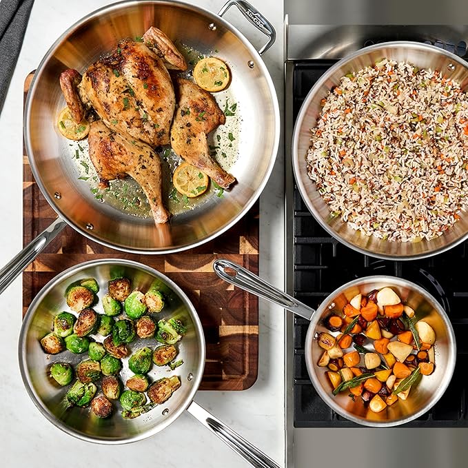 All-Clad D3 3-Ply Stainless Steel Fry Pan 7.5 Inch Induction Oven Broiler Safe 600F Pots and Pans, Cookware Silver