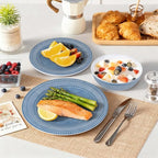 AELS Melamine Dinnerware Set of 12 Pcs, Dinner Dishes Set for Indoor and Outdoor Use, Melamine Plates and Bowls Set for 4, Dishwasher Safe, Lightweight Unbreakable, BPA Free, Soft Blue