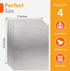 Oven Liners for Bottom of Oven, Silver 17" X 25" - Premium Large Thick Mats, Heavy Duty Liner for Bottom of Electric Range, Gas Range, Microwave, Etc. - Non Stick Teflon Mats (4-pack)