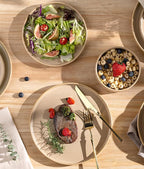 TheTerra Ceramic Dinnerware Sets for 6, 18 Pieces Porcelain Lightweight Plates and Bowls Sets, Scratch Resistant Dish Set, Oven & Microwave & Dishwasher Safe, Ivory Cream