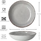 LEHAHA Farmhouse Melamine Pasta Bowl, 9.25 inch Large Salad Bowls, Set of 6, Unbreakable 100% Melamine Serving Bowls Set for Dinner, Wide and Shallow Bowls Set, Dishwasher Safe, Grey…