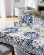 Hioasis 175PCS Blue Plastic Plates - Floral Disposable Dinnerware Set for 25 Guests, Include 50 Dinner & Dessert Plates, 75 Silver Cutlery, 25 Napkins, 25 Cups Perfect for Party (Art Style)