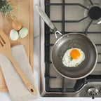 Martha Stewart Badgley Hybrid Nonstick 8 Inch TriPly Stainless Steel Fry Pan & Stay Cool Handle - Laser Etched Non-Toxic Perfect Sear Nonstick Skillet - Dishwasher and Induction Safe