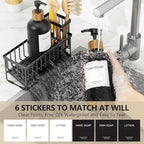 Cisily Kitchen Dish Soap Dispenser Set with 2 Pack 16.9oz Black Glass Bottle and Sponge Holder, Dish Soap Dispensers with Adjustable Sponge Holder, Vintage Hand and Dish Soap Dispensers Set