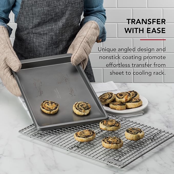 KitchenAid 10x15in Nonstick Aluminized Steel Cookie Slider, Contour Silver