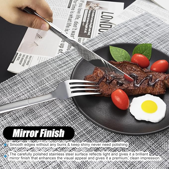 20Pcs Heavy Duty Silverware Set for 4, Scentlate Premium Stainless Steel Flatware with Unique Handle, Mirror Polished Modern Cutlery Utensils, Rust-Proof Dishwasher Safe Forks Spoons Knives