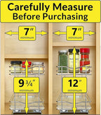 LYNK PROFESSIONAL® Pull Out Spice Rack Organizer for Inside Kitchen Cabinets - 6-3/8 inch Wide - Slide Out Drawer – Chrome Sliding Spice Organization for cabinet - Spice Racks - 2 Tier