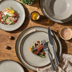 GBHOME Stoneware Dinnerware Sets for 4, 12 Pieces Rustic Ceramic Plates and Bowls Set, Handmade Reactive Glaze Plate Sets, Highly Chip Resistant Dishes, Microwave & Dishwasher Safe, Green Wheat