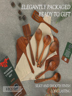 8-Piece Natural Teak Wood Utensil Set - Essential Nonstick Cooking Spoons & Spatulas, Eco-Friendly Tools