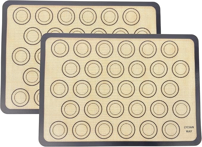Macaron Silicone Baking Mats Set of 2, Half Sheet Nonstick Reusable Baking Sheet Liners for Macarons, Cookies and Pastry, Gray