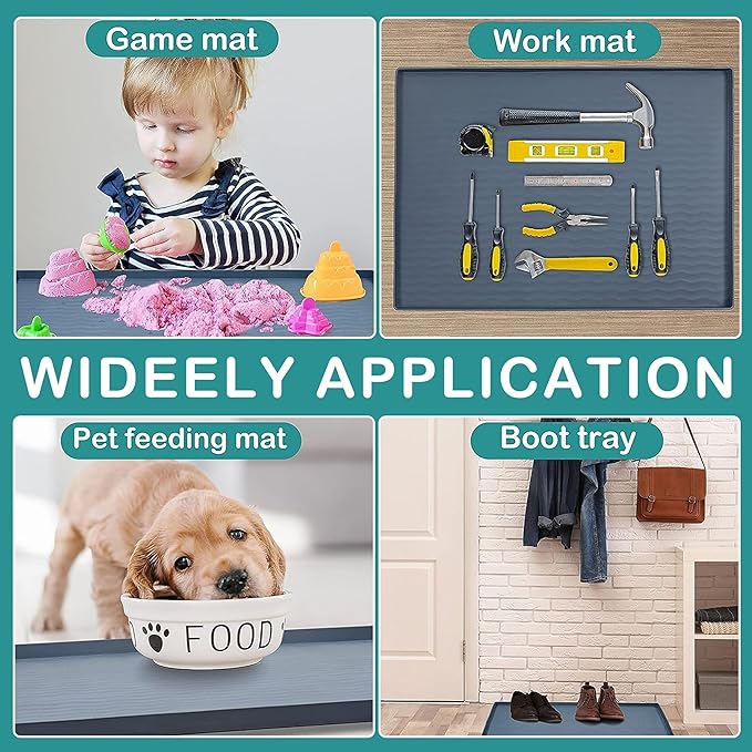 URMONA Waterproof Silicone Under Sink Mat 25'' x 22'' Shelf Liner for Kitchen and Bathroom, Cabinet and Counter Protector, Storage and Organizers, Litter Mat, Pet Cat Puppy Essentials(Green)