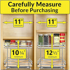 LYNK PROFESSIONAL® Élite™ Pull Out Spice Rack Organizer for Inside Kitchen Cabinets - 10-3/8 inch Wide - Slide Out Drawer – Wood/Chrome Sliding Spice Organization for cabinet - Spice Racks - 2 Tier