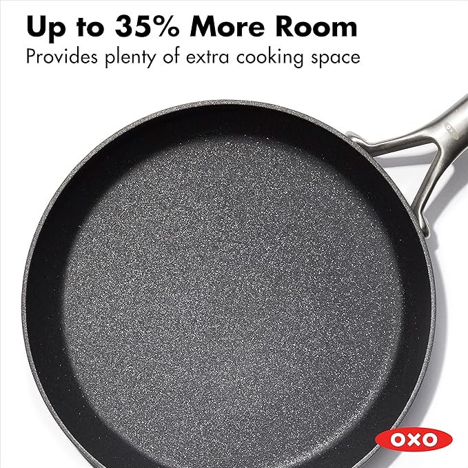 OXO Professional 12" Frying Pan Skillet, Hard Anodized Ceramic Nonstick Cookware PFAS-Free, Induction Suitable, Stainless Steel Handles, Diamond Reinforced Coating, Dishwasher Safe, Oven Safe, Black