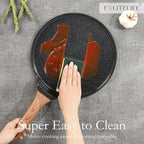 ESLITE LIFE 11 Inch Crepe Pan with Spreader, Nonstick Granite Coating Dosa Pan, Roti Tawa Comal Para Tortillas Pancake Griddle Pan, Induction Compatible, PTFE & PFOA Free, Black (Pack of 2)