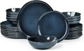 HaWare Plates and Bowls Set, Stoneware Dinnerware Sets, 24-Piece Hand-painted Dishware for 8, Ceramic Dinner Set for Home Kitchen, Microwave and Dishwasher Safe, Reactive Starry Blue
