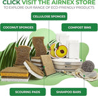 AIRNEX Natural Kitchen Sponges (12 Pack) - Biodegradable Cellulose & Coconut Scrubber Dish Sponges for Kitchen - Eco-Friendly, Non Scratch, Compostable, Non Toxic S-Shaped Natural Sponges for Dishes