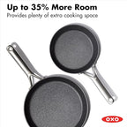 OXO Professional 8" and 10" Frying Pan Skillet Set, Hard Anodized Ceramic Nonstick Cookware PFAS-Free, Stainless Steel, Induction Suitable, Diamond Reinforced Coating, Dishwasher and Oven Safe, Black