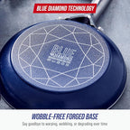 Blue Diamond 10 Piece Nonstick Cookware Set, Diamond Ceramic Pots & Pans, Dishwasher & Metal Utensil Safe, Non Toxic PFAS-Free, Kitchen Cooking Sauce & Saute Pans, Oven & Broiler to 600F, Blue
