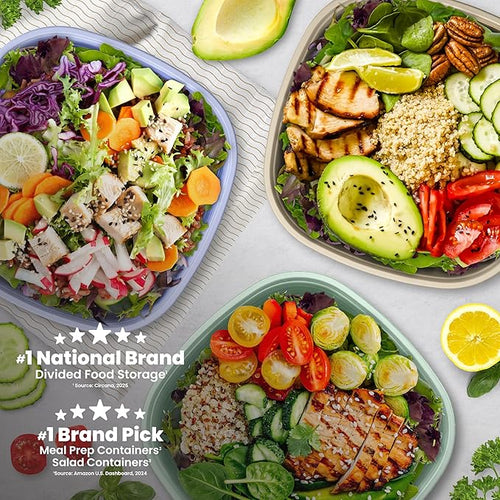 Bentgo Prep - 1-Compartment Bowls with Custom Fit Lids - Reusable, Microwaveable, Durable, PFAS & BPA-Free, Freezer and Dishwasher Safe Meal Prep Food Storage - 10 Bowls & 10 Lids (Periwinkle)